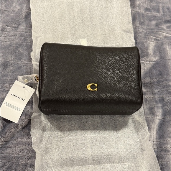 Coach Black Cosmetic Bag with Gold Logo - Picture 1 of 2